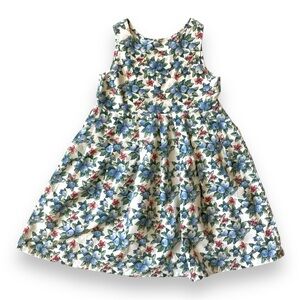 VINTAGE Handmade Dress Skirt Blueberries Floral Summer Sun Cotton White Blue